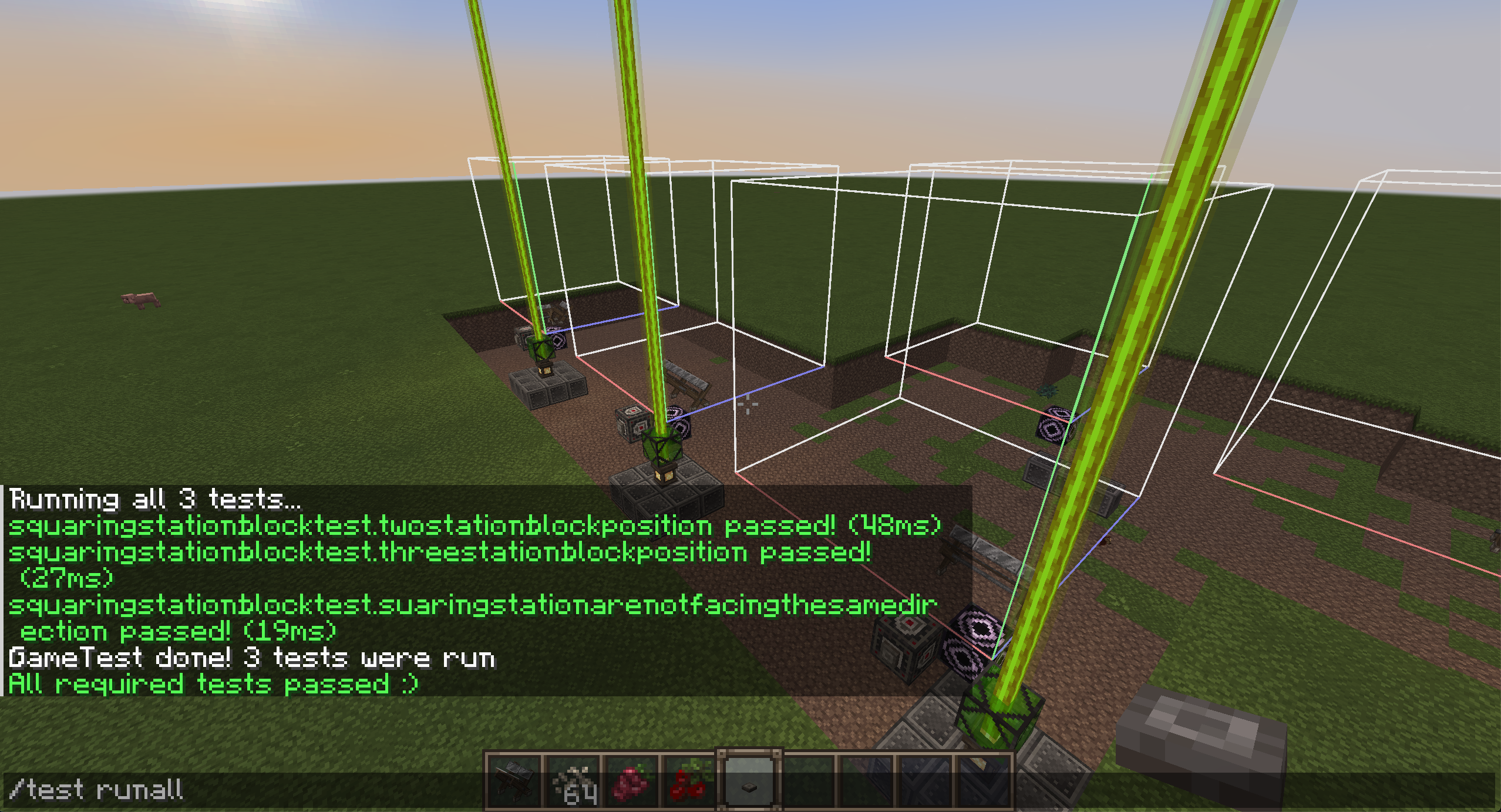 tests dans le client Minecraft